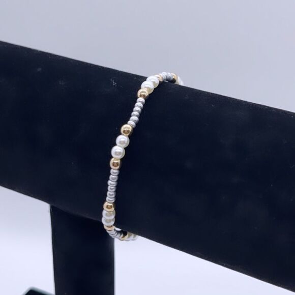 NWT Wool + Pepper Co. S&G Beaded Bracelet - Picture 2 of 4